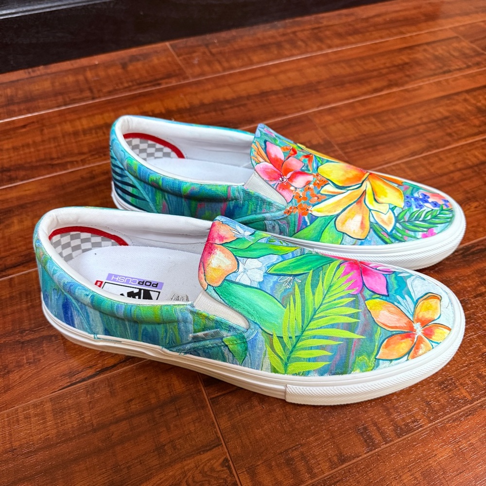 Van’s Custom Handpainted Mens sz 13 Popcrush Skateboarding Island Slip On shoes - Picture 4 of 12